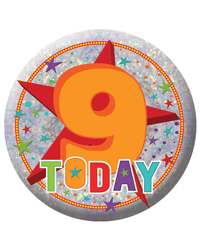 Happy 9th Birthday Badge - 5.5cm