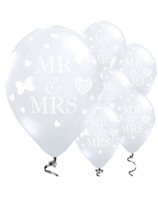 Mr and Mrs Diamond Clear Wedding Balloons - 11'' Latex (50pk)