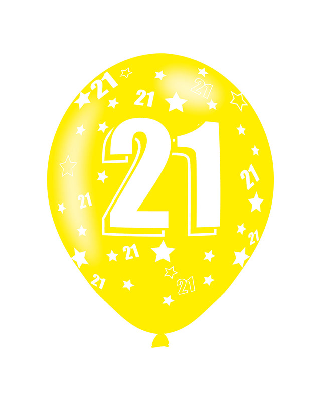 21st Birthday Assorted Balloons - 11'' Latex (6pk)