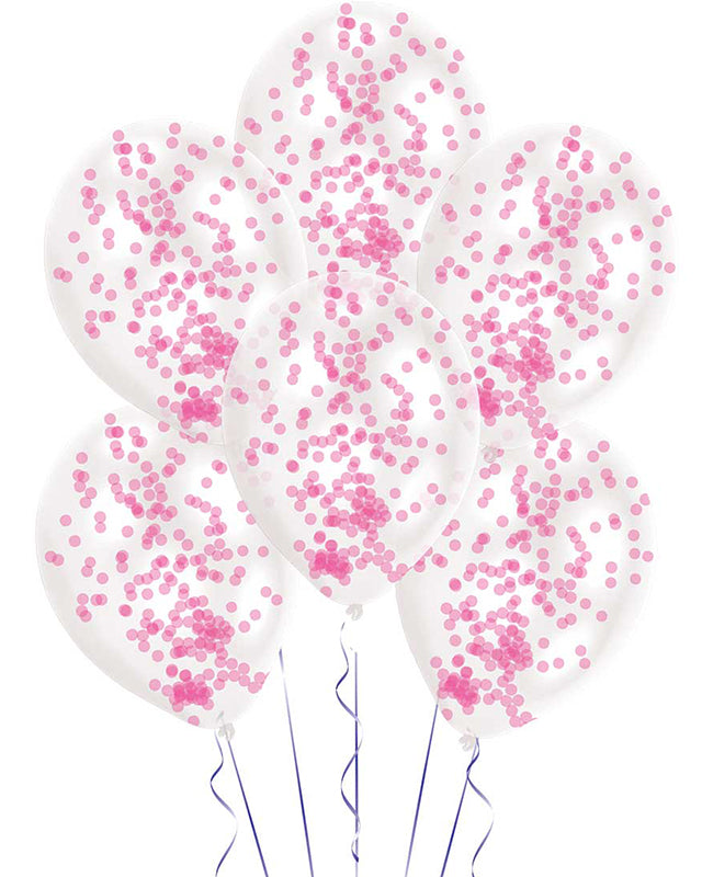Pink Confetti Balloons - 11" Latex (6pk)