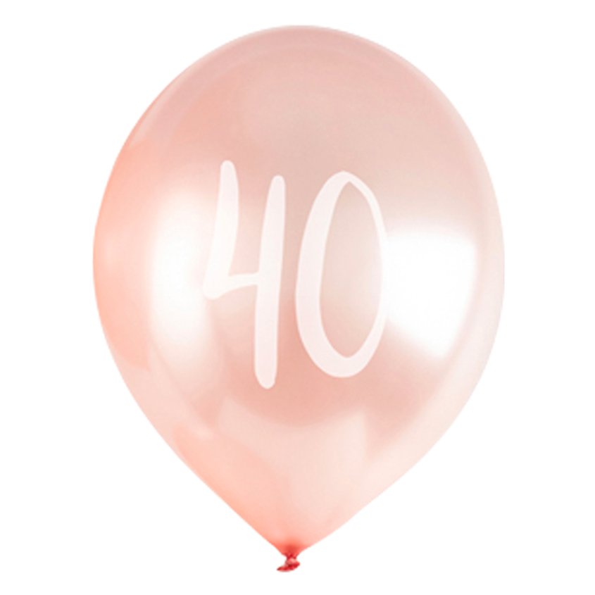 Rose Gold 40th Milestone Balloons - 12" Latex (5pk) – product image 3