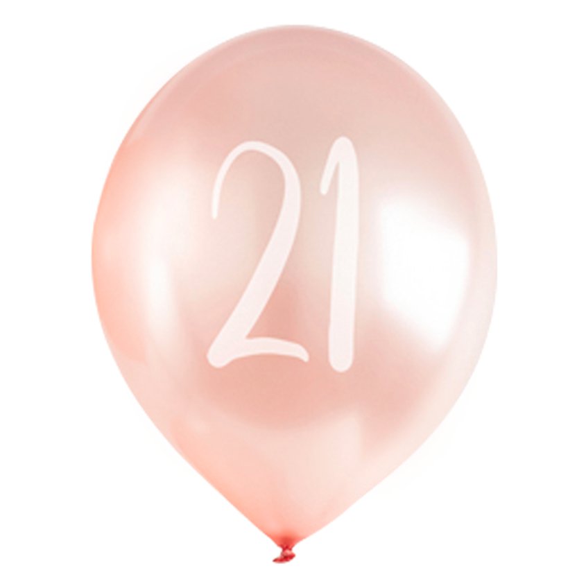 Rose Gold 21st Milestone Balloons - 12" Latex (5pk) – product image 3