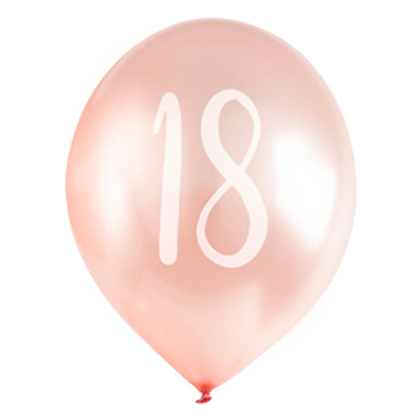 Rose Gold 18th Milestone Balloons - 12" Latex (5pk) – product image 3