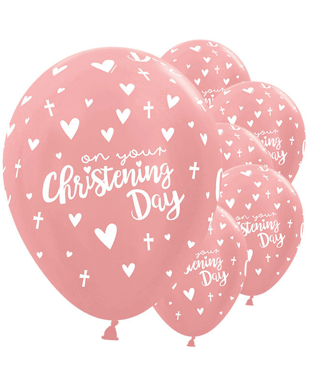 Rose Gold Christening Balloons - 12" Latex (25pk) – product image 1