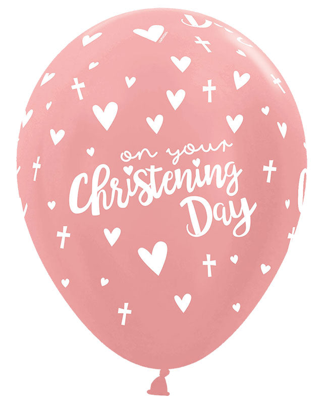 Rose Gold Christening Balloons - 12" Latex (25pk) – product image 2