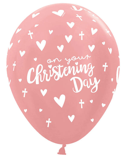 Rose Gold Christening Balloons - 12" Latex (25pk)