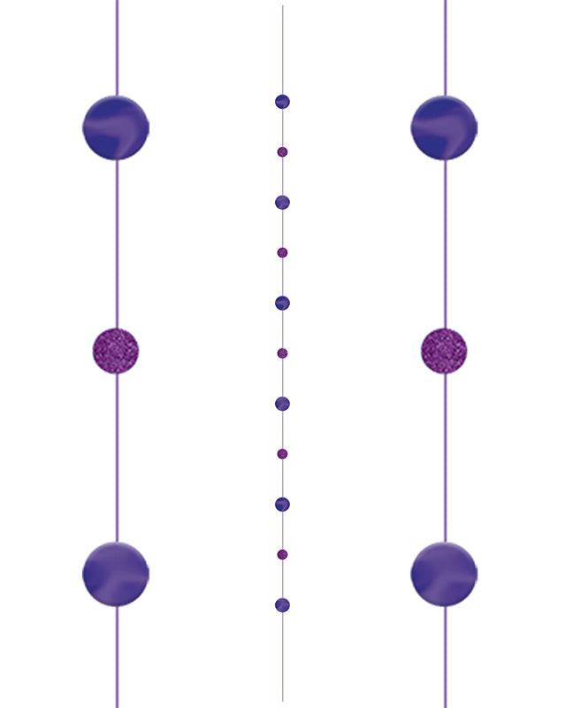Purple Glittery Circles Balloon Tail - 1.8m