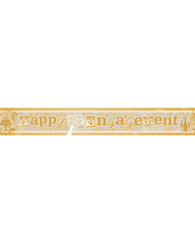 Holographic Happy Engagement Foil Banner - 2.7m