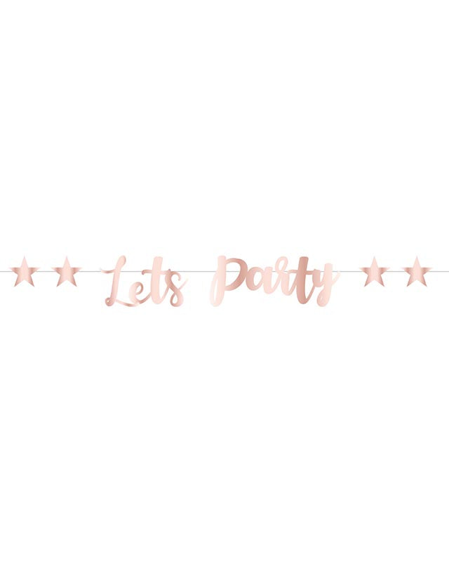 Rose Gold Let's Party Paper Banner - 1.8m