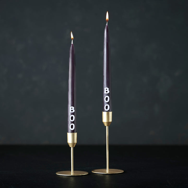 Tapered Black 'Boo' Candles - (2PK) – product image 1