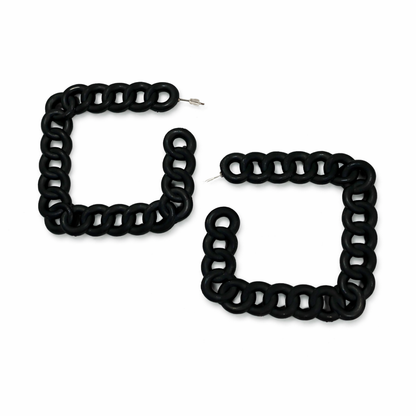 Black Chunky Chain Hoop Earrings