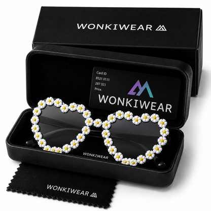 Black & White Heart Daisy Colour Therapy Glasses