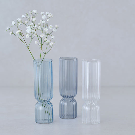 Blue and Clear Glass Bud Vases (3pk)