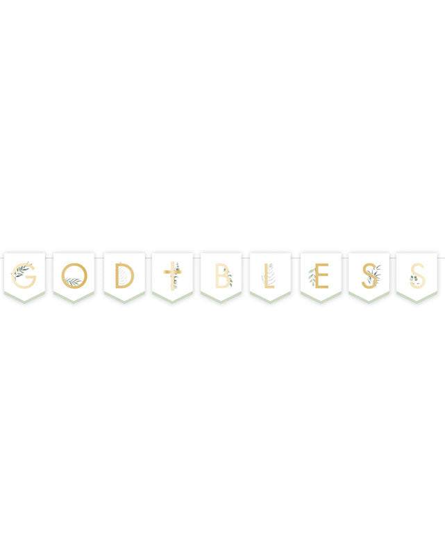Botanical Celebration 'God Bless' Paper Banner - 1.6m