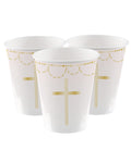 Pink Botanical Cross Paper Cups - 237ml (8pk) – product image 1