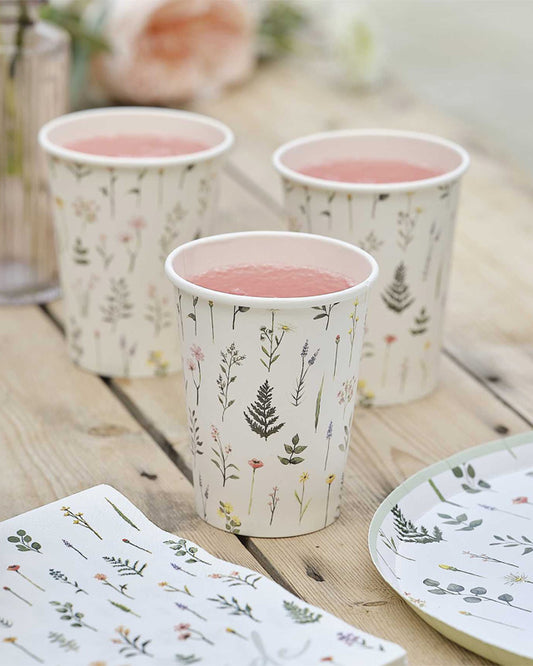 Bridal Bloom Floral Paper Cups (8pk)