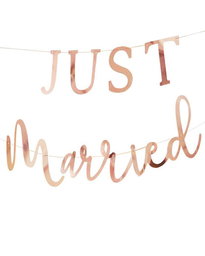 Botanical Wedding Just Married Copper Foiled Bunting - 3m