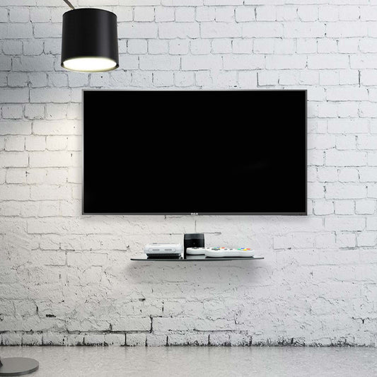 Tempered Black Glass Floating Shelf 1 Tier | M&W	
