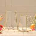 Candle Holder - 2 Gold Rimmed Hurricane Glass Candle Holder
