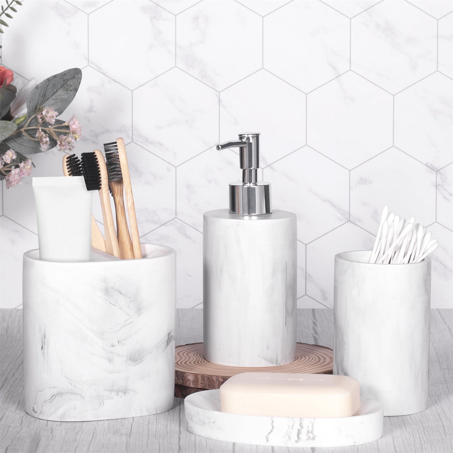 Resin Bathroom Set - 4 Piece | M&W	