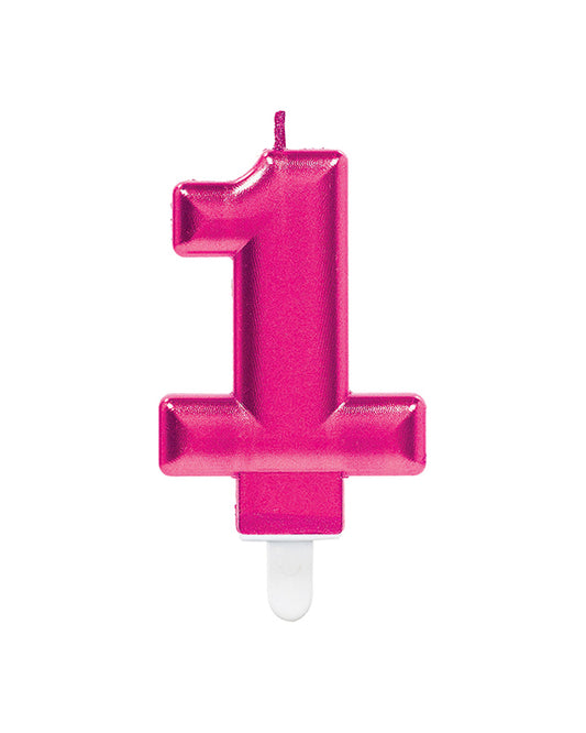 Pink Number 1 Candle - 7.5cm