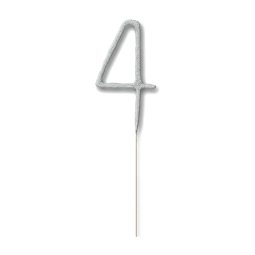 Silver Number 4 Sparkler Candle - 7" – product image 2