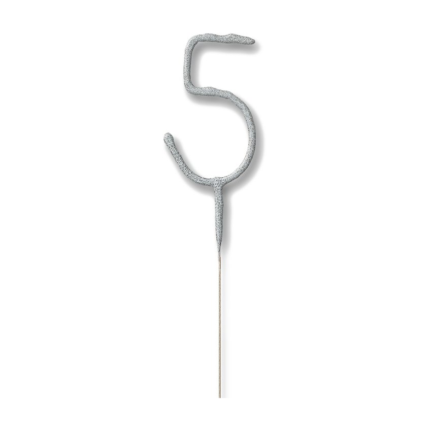 Silver Number 5 Sparkler Candle - 7" – product image 2