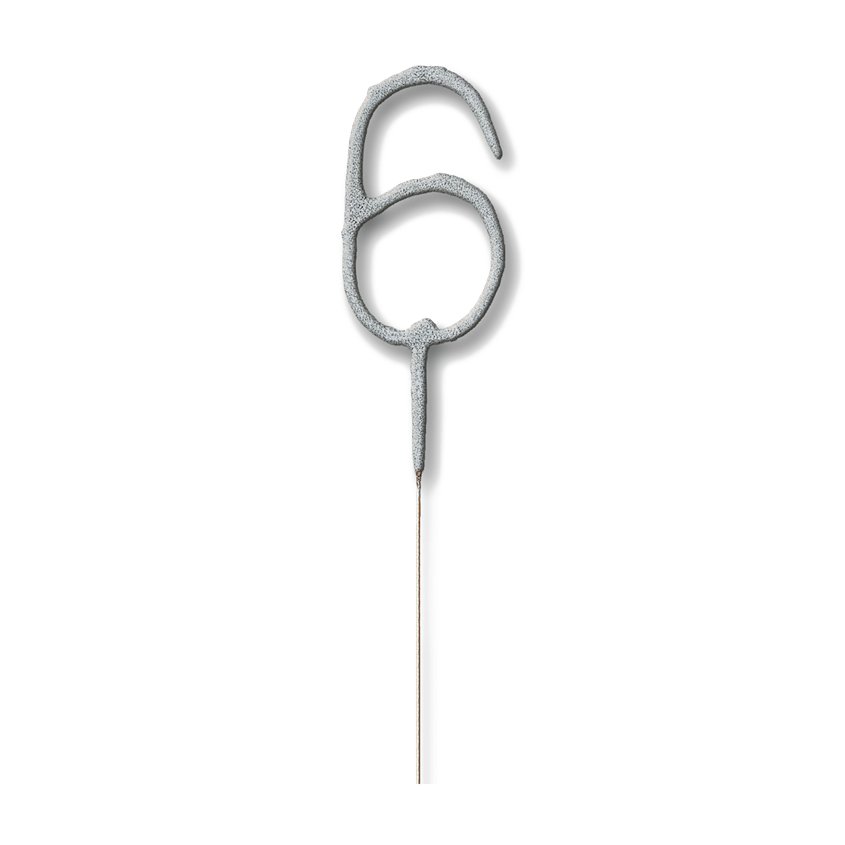Silver Number 6 Sparkler Candle - 7" – product image 2