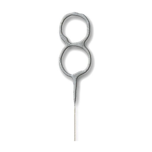 Silver Number 8 Sparkler Candle - 7"