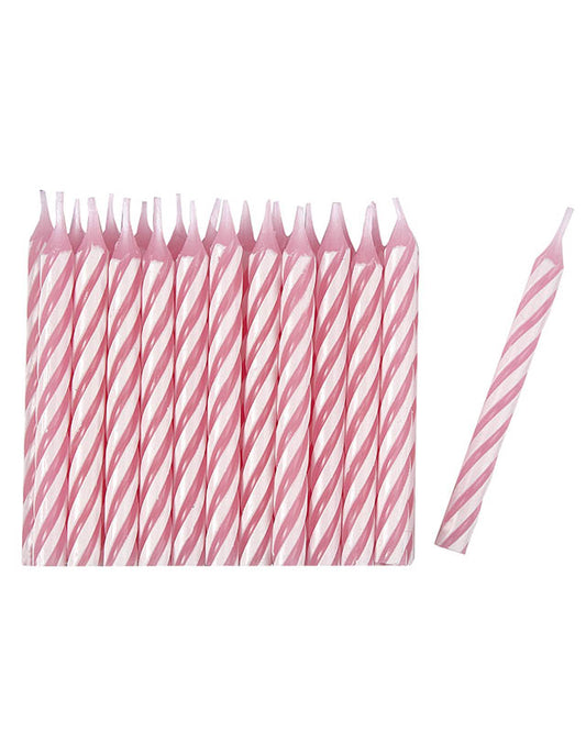 Pink Stripe Metallic Spiral Candles (24pk)