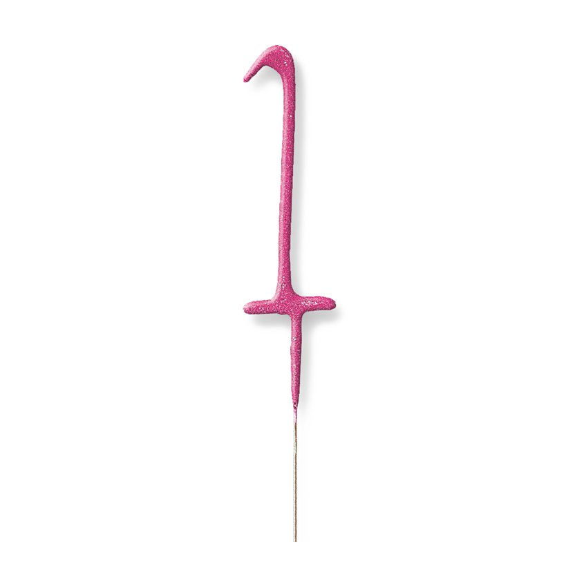 Pink Number 1 Sparkler Candle - 7" – product image 2