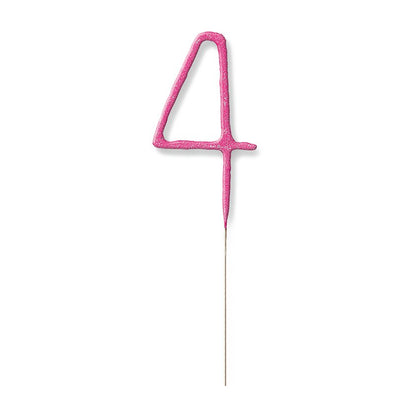 Pink Number 4 Sparkler Candle - 7"