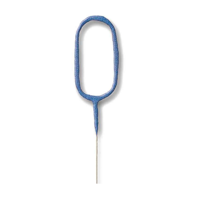 Blue Number 0 Sparkler Candle - 7" – product image 2