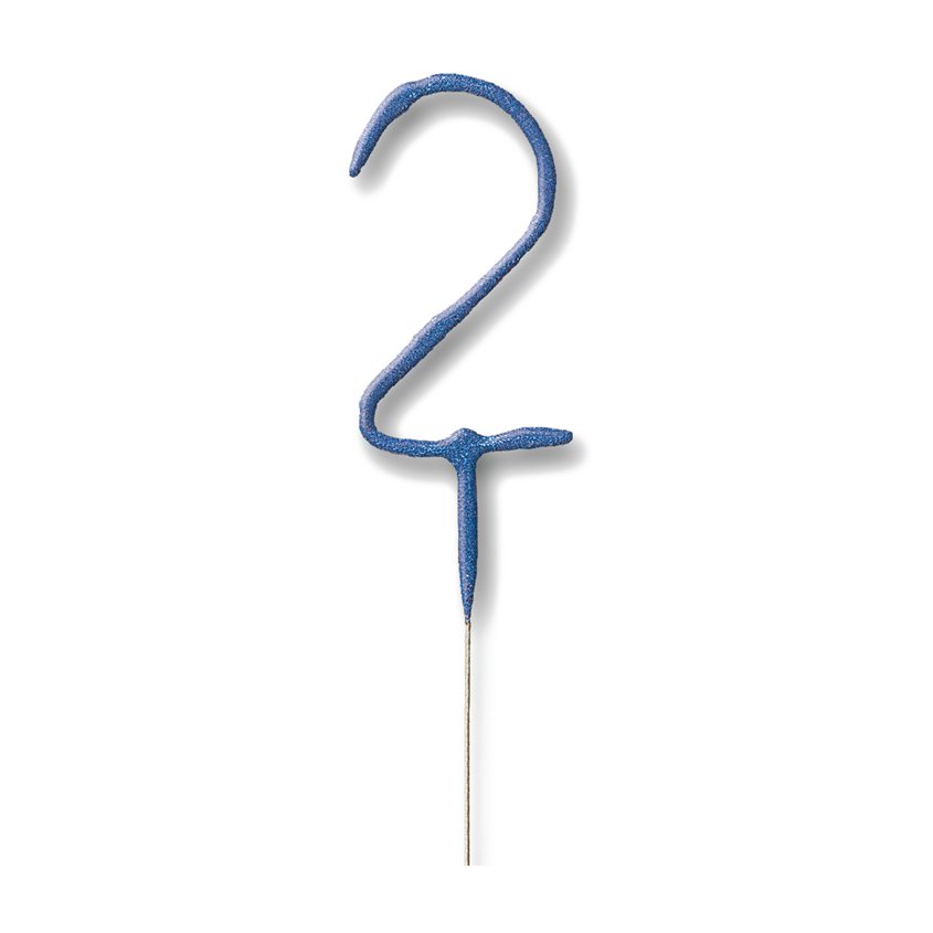 Blue Number 2 Sparkler Candle - 7" – product image 2
