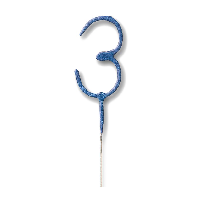 Blue Number 3 Sparkler Candle - 7" – product image 2