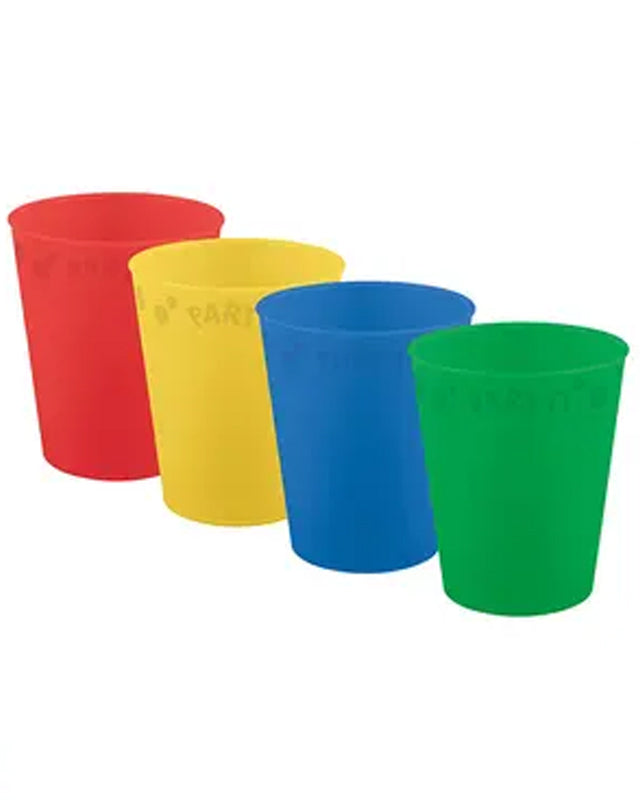 Reuseable Plastic Party Cups - Set of 4 Brights Mix Colours