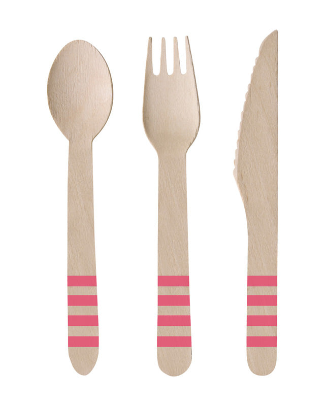Flamingo Paradise Wooden Cutlery (24pk)
