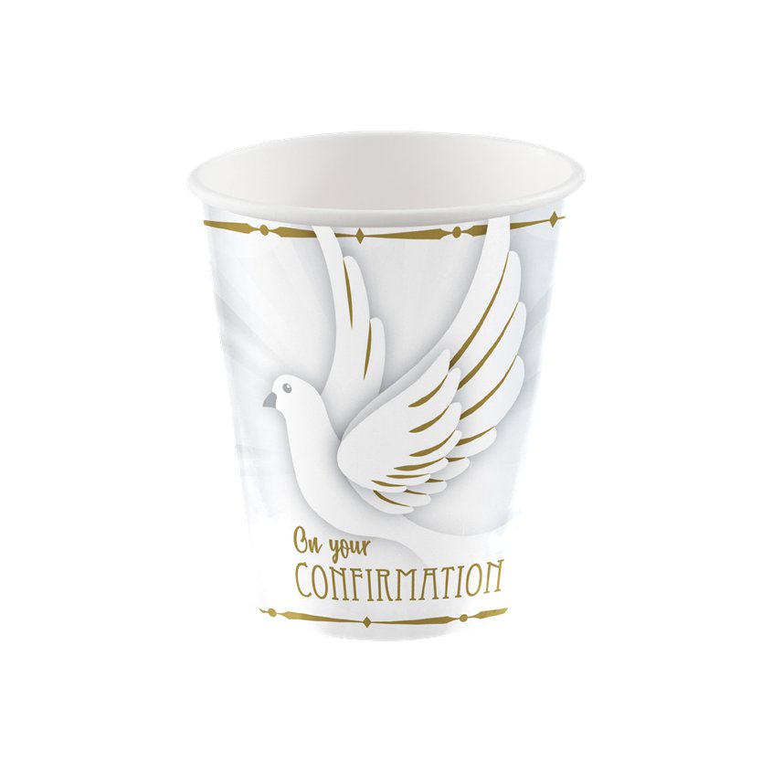 Confirmation Dove Paper Cups - 266ml (8pk) – product image 2