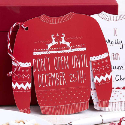 Red and White Festive Giant Jumper Gift Tags - Cosy Christmas
