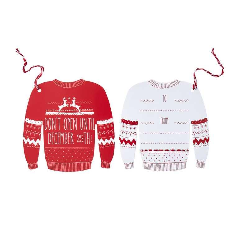 Red and White Festive Giant Jumper Gift Tags - Cosy Christmas