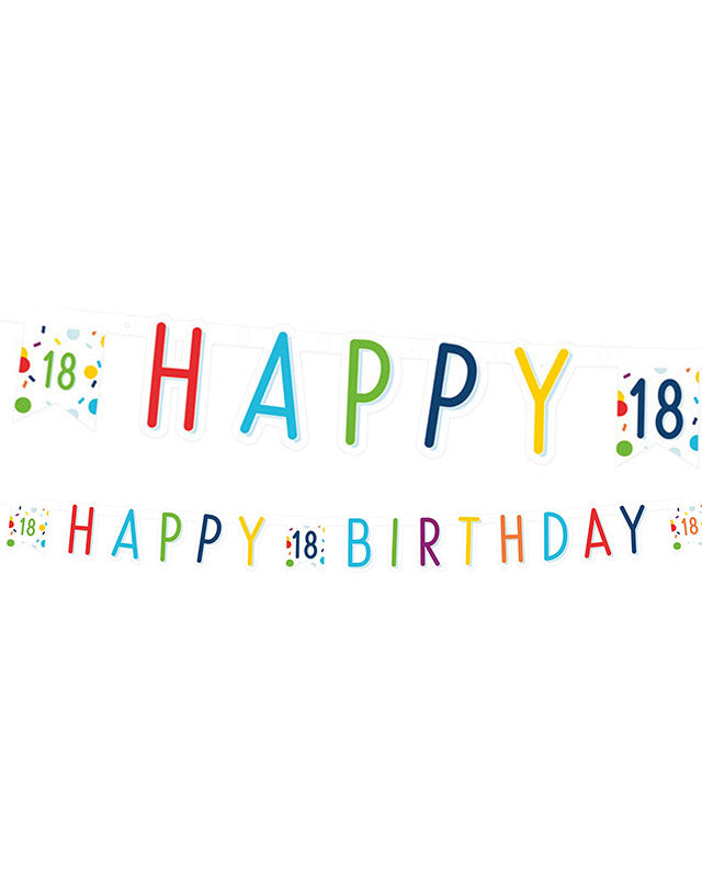 Confetti Birthday Age 18 Letter Banner - 1.8m