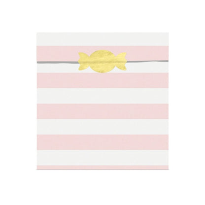 Light Pink Stripe Paper Treat Bags - 14cm (6pk)
