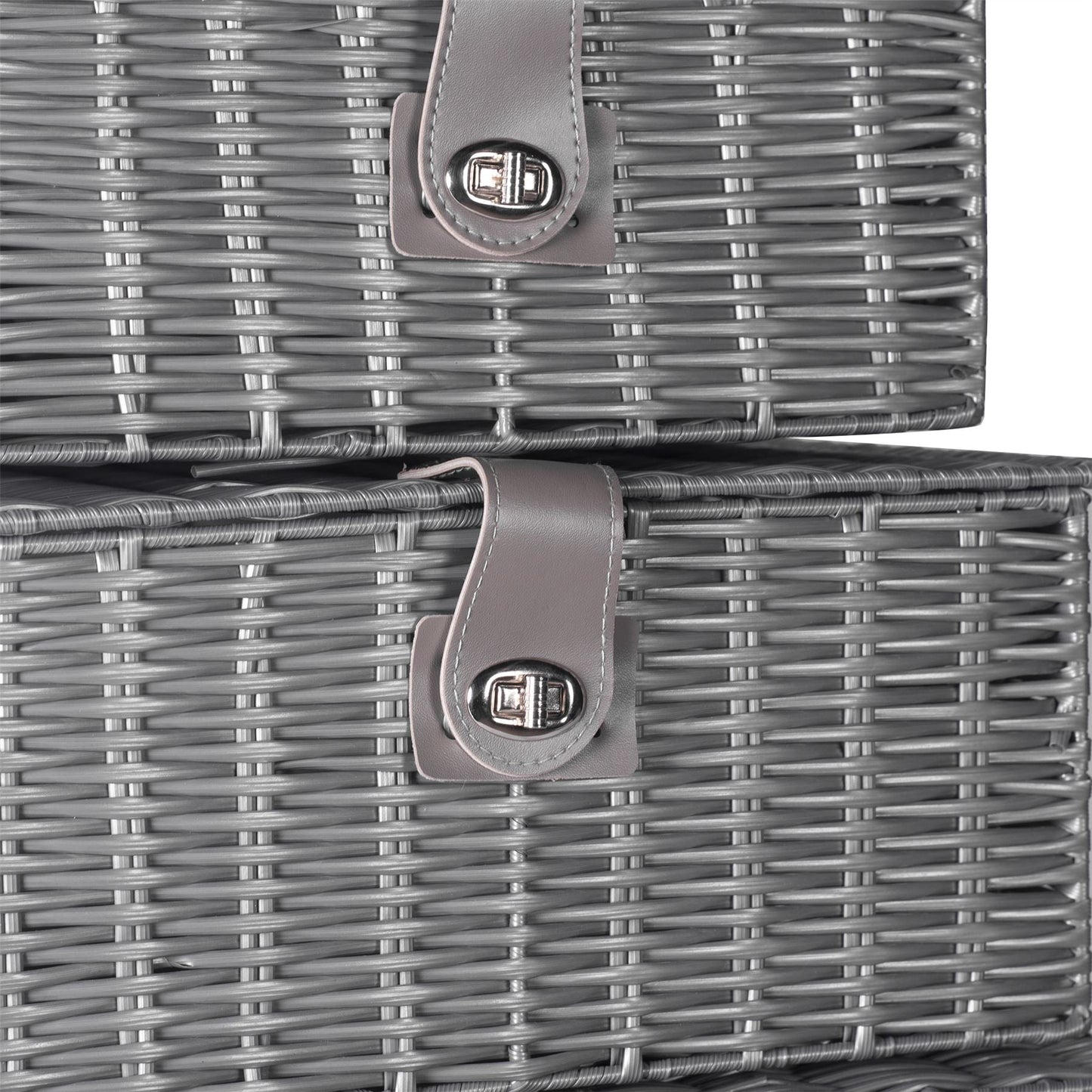 Resin Woven Storage Baskets - Set of 3 Grey | M&W	