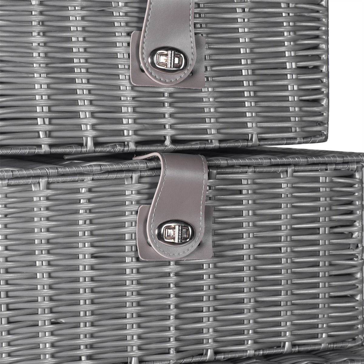 Resin Woven Storage Baskets - Set of 3 Grey | M&W	