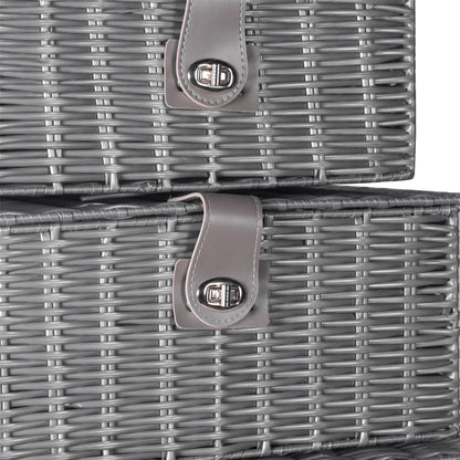 Resin Woven Storage Baskets - Set of 3 Grey | M&W	