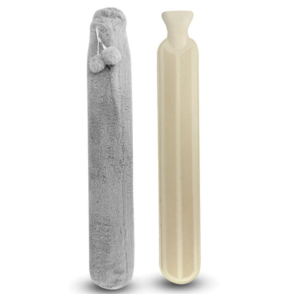 Long Hot Water Bottle 2L with Soft Fleece Cover in Grey | Pukkr	