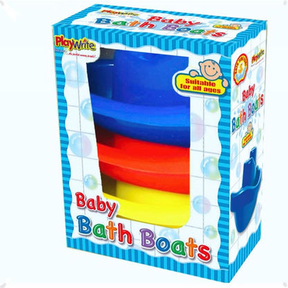 Set of Three Colourful Floating Bath Time Boats for Babies
