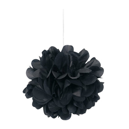 Black Pom Pom Decorations - 23cm (3pk)