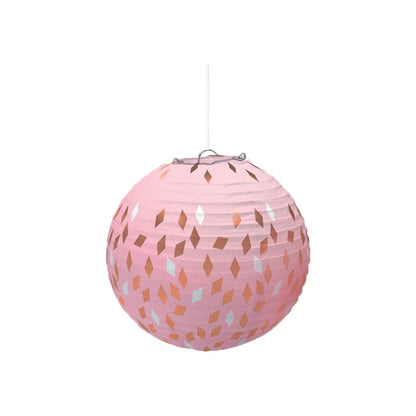 Rose Gold Blush Paper Lantern Decorations - 24cm (3pk)