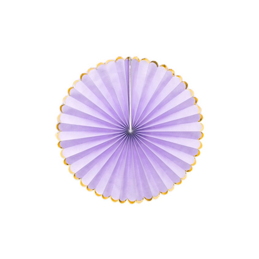 Pastel Lilac & Gold Paper Fans (3pk)